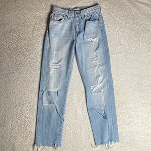 Madewell Jeans Denim The Perfect Vintage Ripped Distressed Size 26 Raw Hem